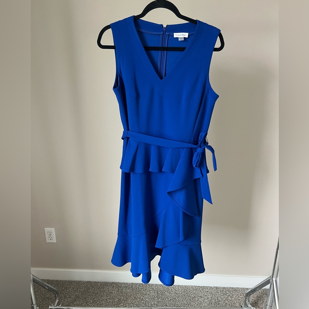 Calvin Klein Royal Blue Asymmetrical Dress